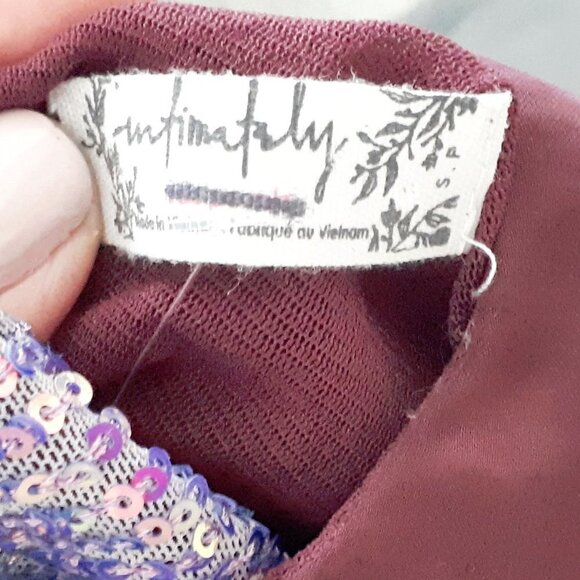 NWOT Free People plum purple satin-like camisole with sequin accent, S - Picture 11 of 11